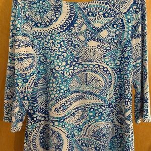 Lilly Pulitzer Blue and White Patterned Blouse
